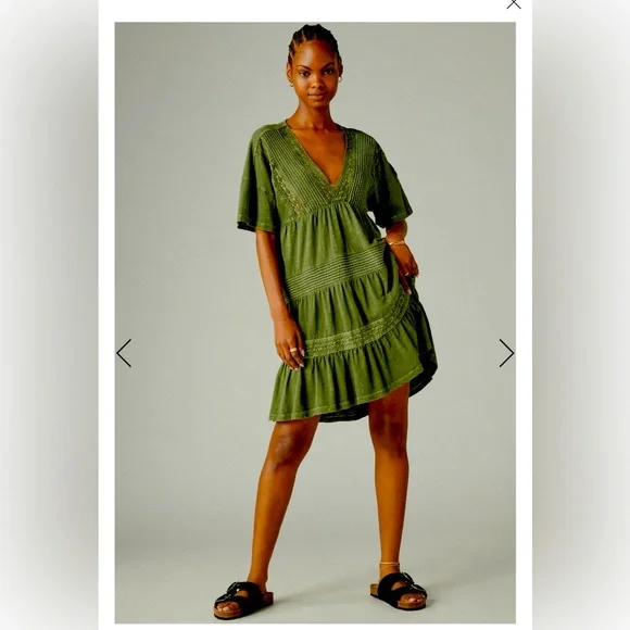 lucky brand green dress 1960s Solid Off-Shoulder Velvet Dress main image 1